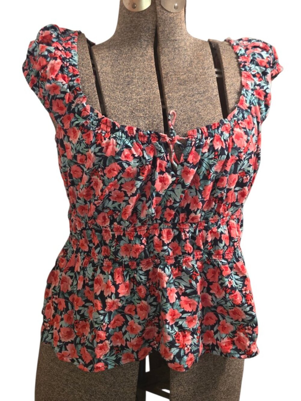 Tie-Front Sleeveless Smocked Top